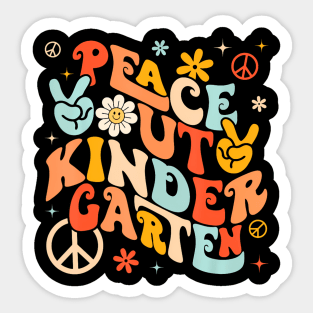 Peace Out Kindergarten Retro Teacher Kids Last Day Of School Sticker